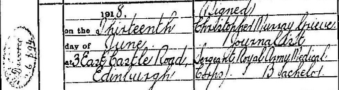Divorce reference on marriage entry for Christopher Murray Grieve (Hugh MacDiarmid)