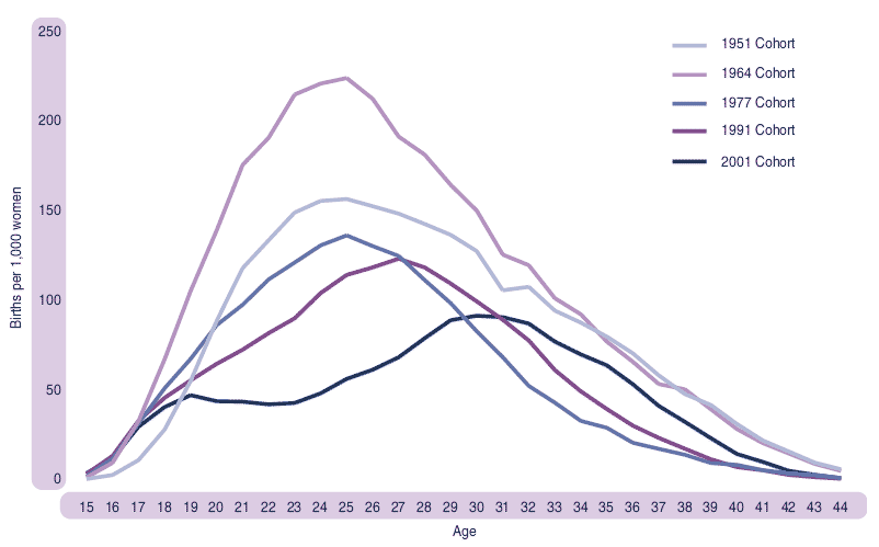 Figure 3.4 Births, per 1,000 women