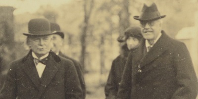 Photograph showing A J Balfour and David Lloyd George, at Whittingehame House, Haddington, 29 October 1922