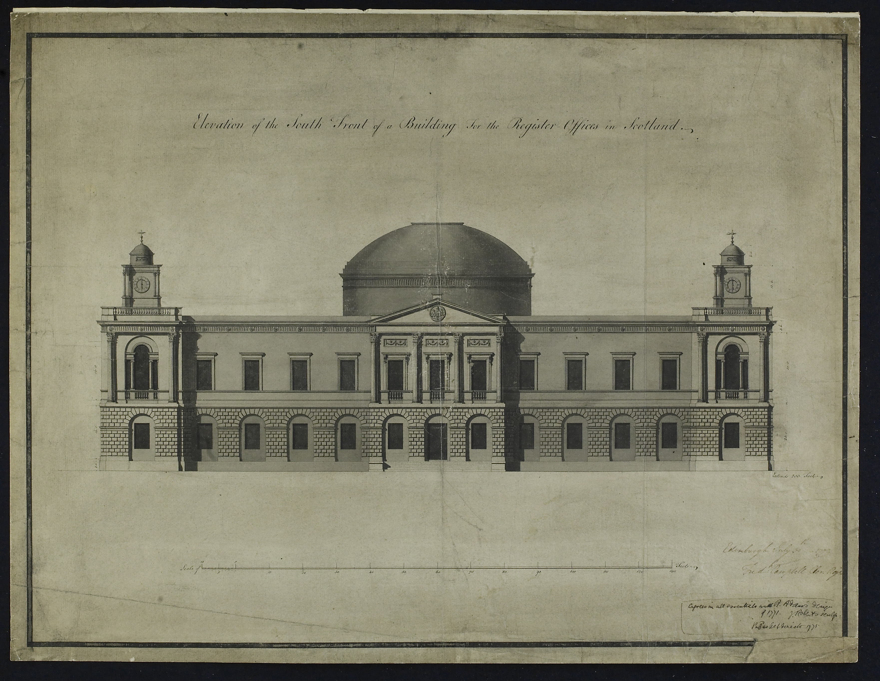 General Register House, Princes Street, South Elevation, 30 July 1772. NRS, RHP6082/7