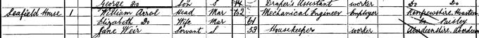 1901 Census record for William Arrol, part 1