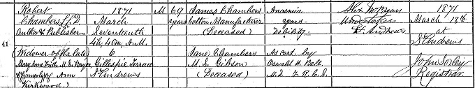 Death entry for Robert Chambers