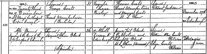 Marriage entry for George Coats