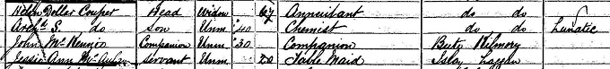 1871 Census record for Archibald Scott Couper