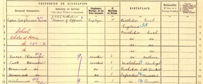 1911 Census record for Victoria Drummond, part 2