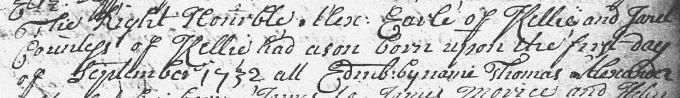 Birth and baptism entry for Thomas Erskine - Carnbee