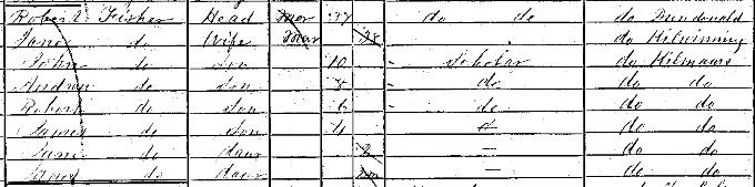 1871 Census record for Andrew Fisher