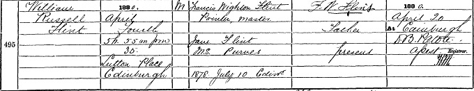 Birth entry for William Russell Flint