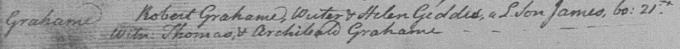 Birth and baptism entry for James Grahame