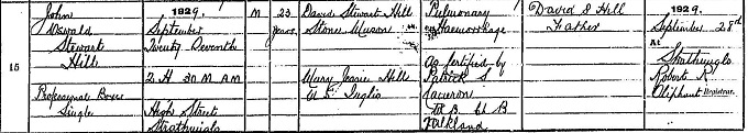 Death entry for Johnny Hill