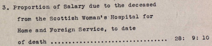 Detail from inventory concerning Elsie Inglis' salary