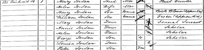 1881 Census record for Louisa Jordan