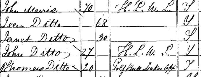 1841 Census record for Old Tom Morris