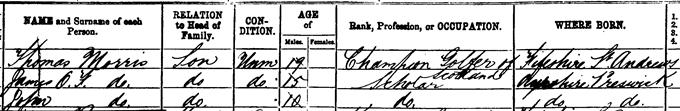 1871Census record for Young Tom Morris