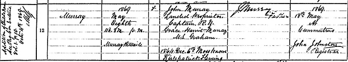 Birth entry for Flora Murray