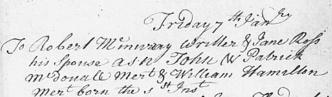 Birth and baptism entry for John Murray