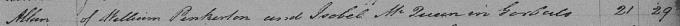 Birth and baptism entry for Allan Pinkerton
