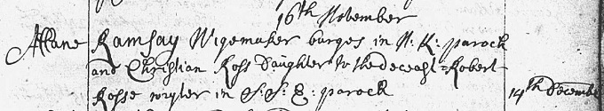 Marriage entry for Allan Ramsay, poet