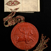 Image of the seal of James VI, commission under the Great seal to John Earl of Mar to be Treasurer of Scotland, 9 December 1616 (Crown Copyright, National Records of Scotland, GD124/10/116)