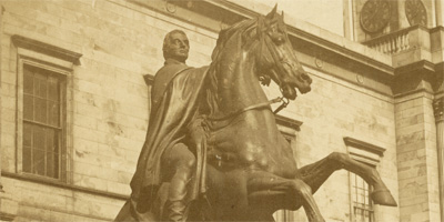 Detail of GD45-26-116 showing the Wellington statue, c 1850s.