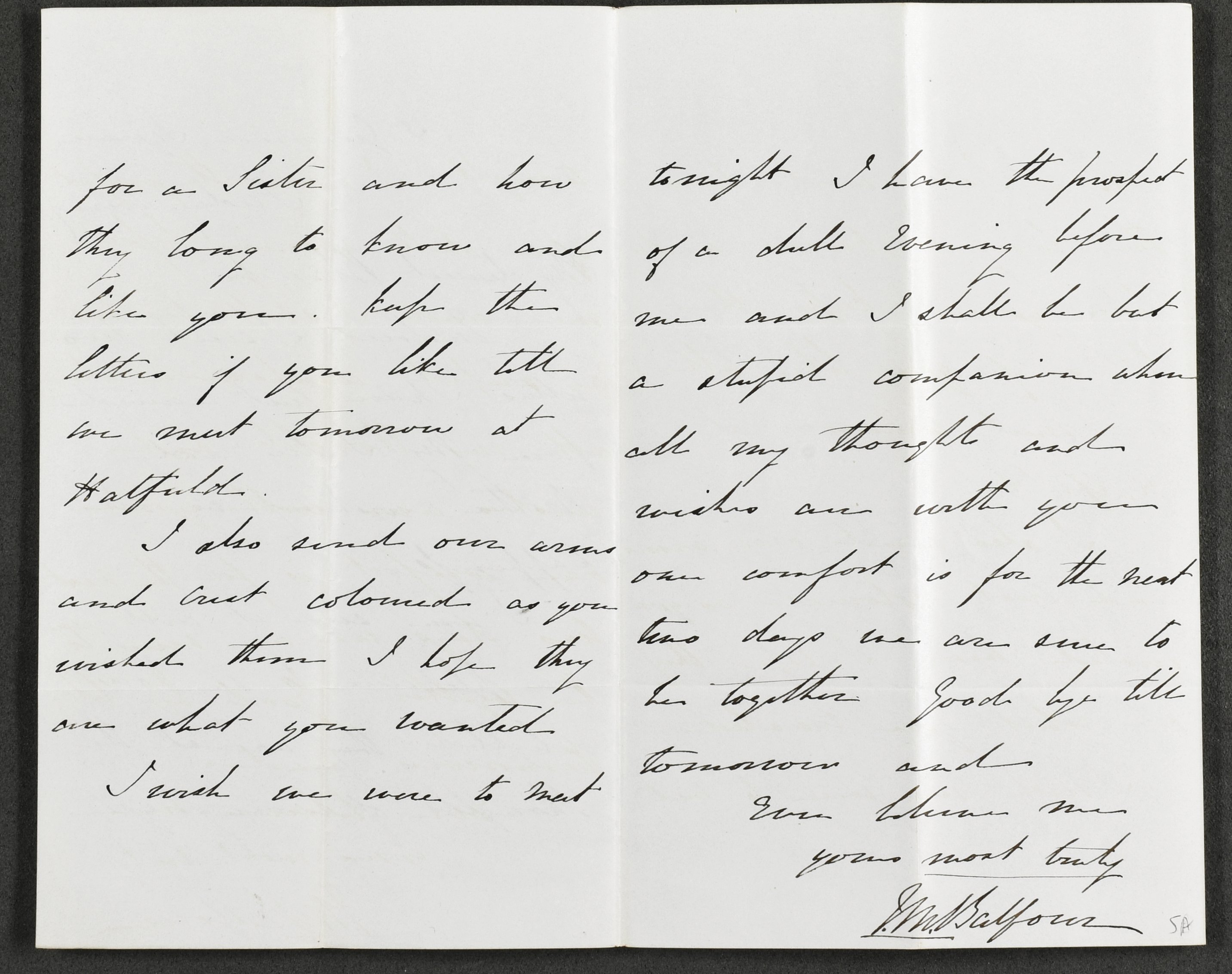 Letter from James Balfour to Lady Blanche following their engagement