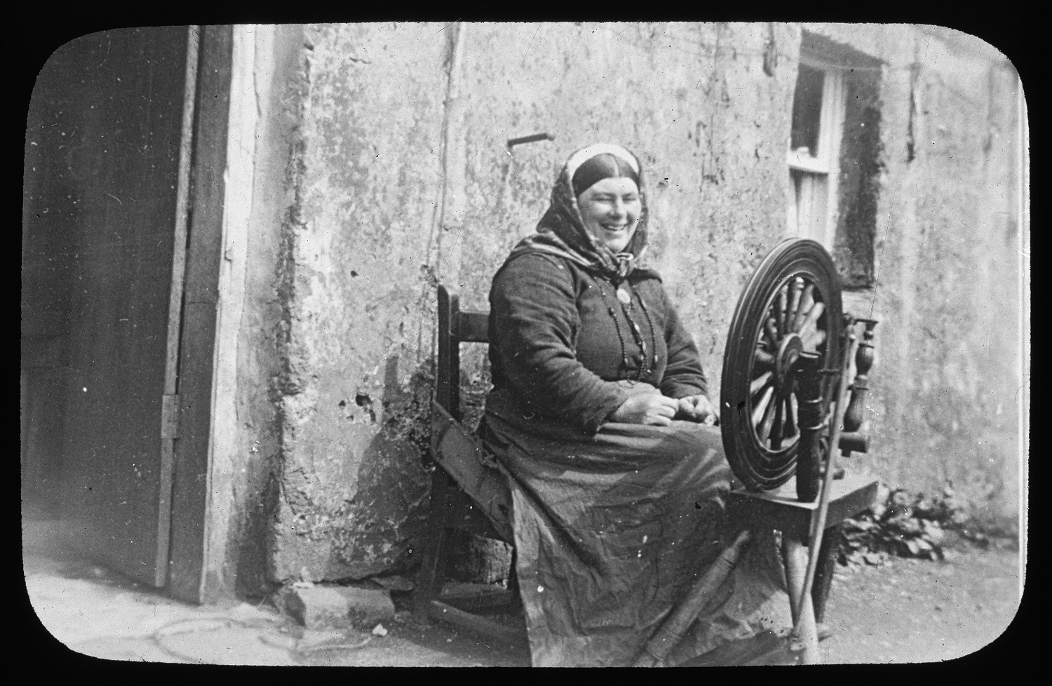 A woman with spinning wheel, St Kilda