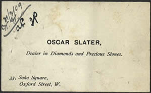 Oscar Slater's business card (NRS, Crown Copyright, JC34/1/32/17)