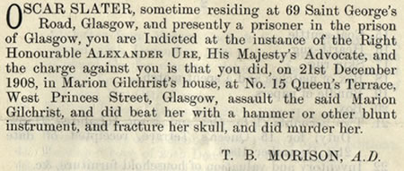 Oscar Slater's indictment (NRS, Crown Copyright, AD21/5/7)