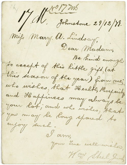 Notecard, 1879 (National Records of Scotland, SC58/22/630)