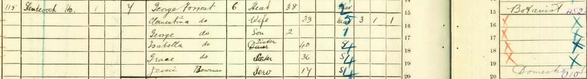 George Forrest enumerated in the 1911 census, Lasswade