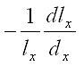 Equation image negative 1 over l subscript x fraction numerator d l subscript x over denominator d subscript x end fraction