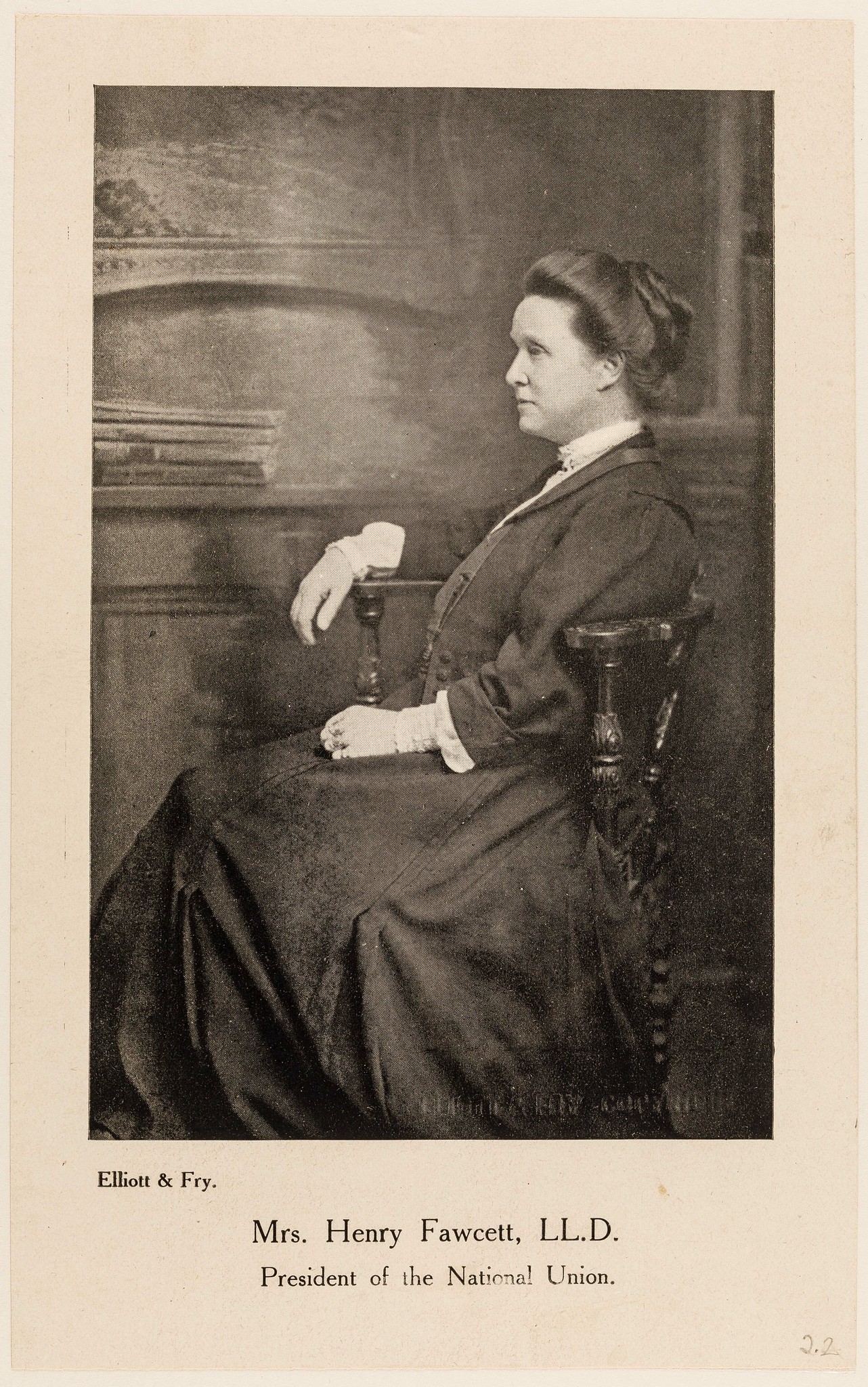 Portrait photograph of Millicent Garrett Fawcett.