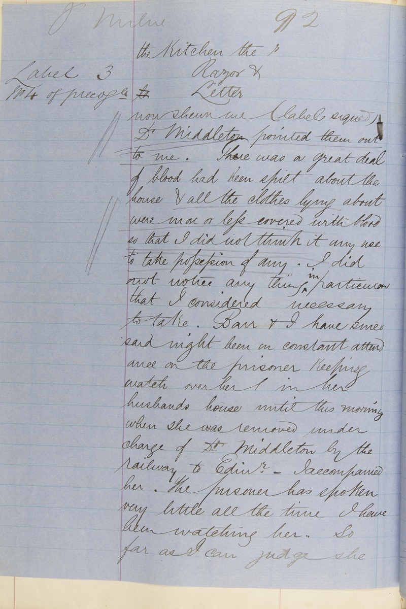 Evidence from Peter Milne, Constable of Edinburgh County Police, 27th March 1871. page 2