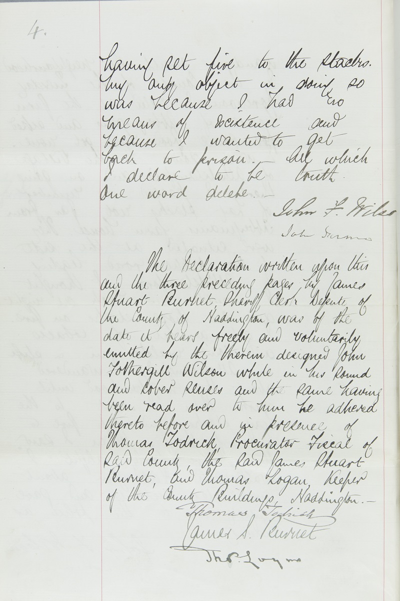 John’s statement admitting to setting fire to hay stacks because ‘I had no means of subsistence and because I wanted to get back to prison’, 3 January 1883, page 4