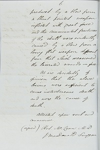 Post mortem of Mary McPhee, one of Angus’ victims, page 1