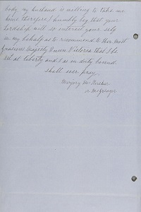 Letter written by Marjory to the Secretary of State for the Home Department stating that she is ‘through the mercy of God both perfectly well in both mind and body’ and requests her freedom from prison, 3rd April 1863, page 2