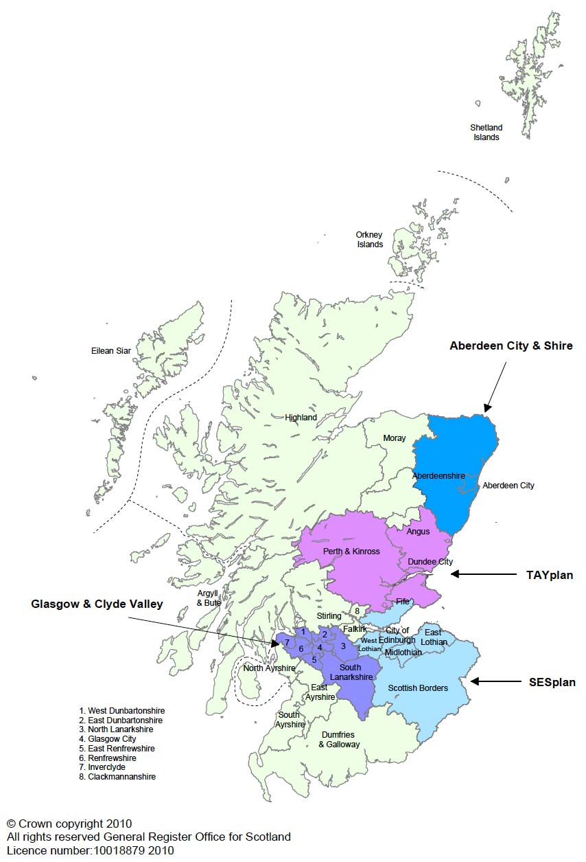 Map 2: Map of Scotland showing the locations of SDP areas