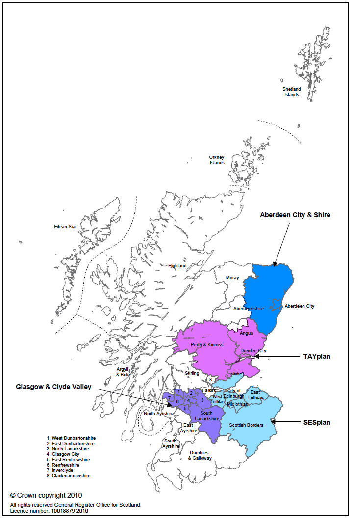 Map 2: Map of Scotland showing locations of SDP areas