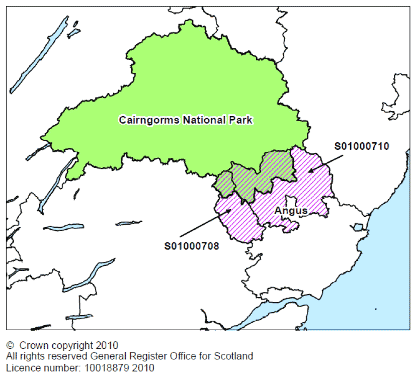 Map 3: Data zones in Cairngorms National Park and Angus council area